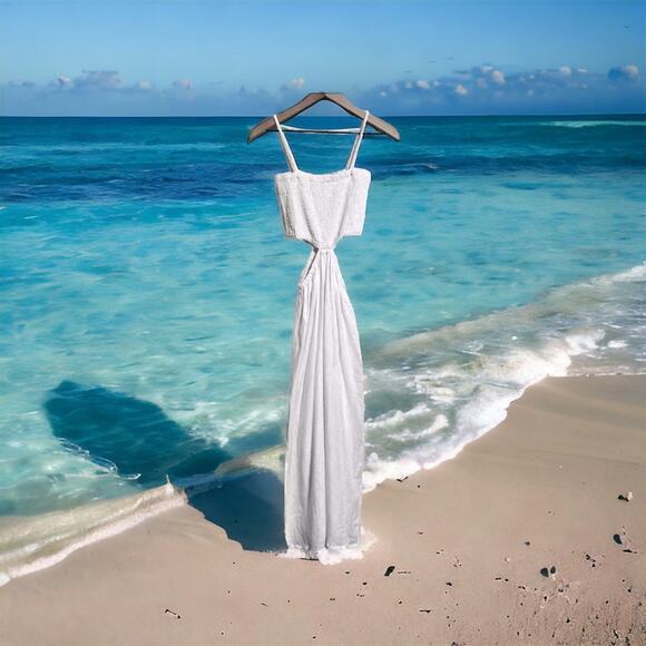 FAITHFULL THE BRAND Tayari Midi Dress in Plain White US 6 Medium 299.00 NWT - Picture 3 of 13